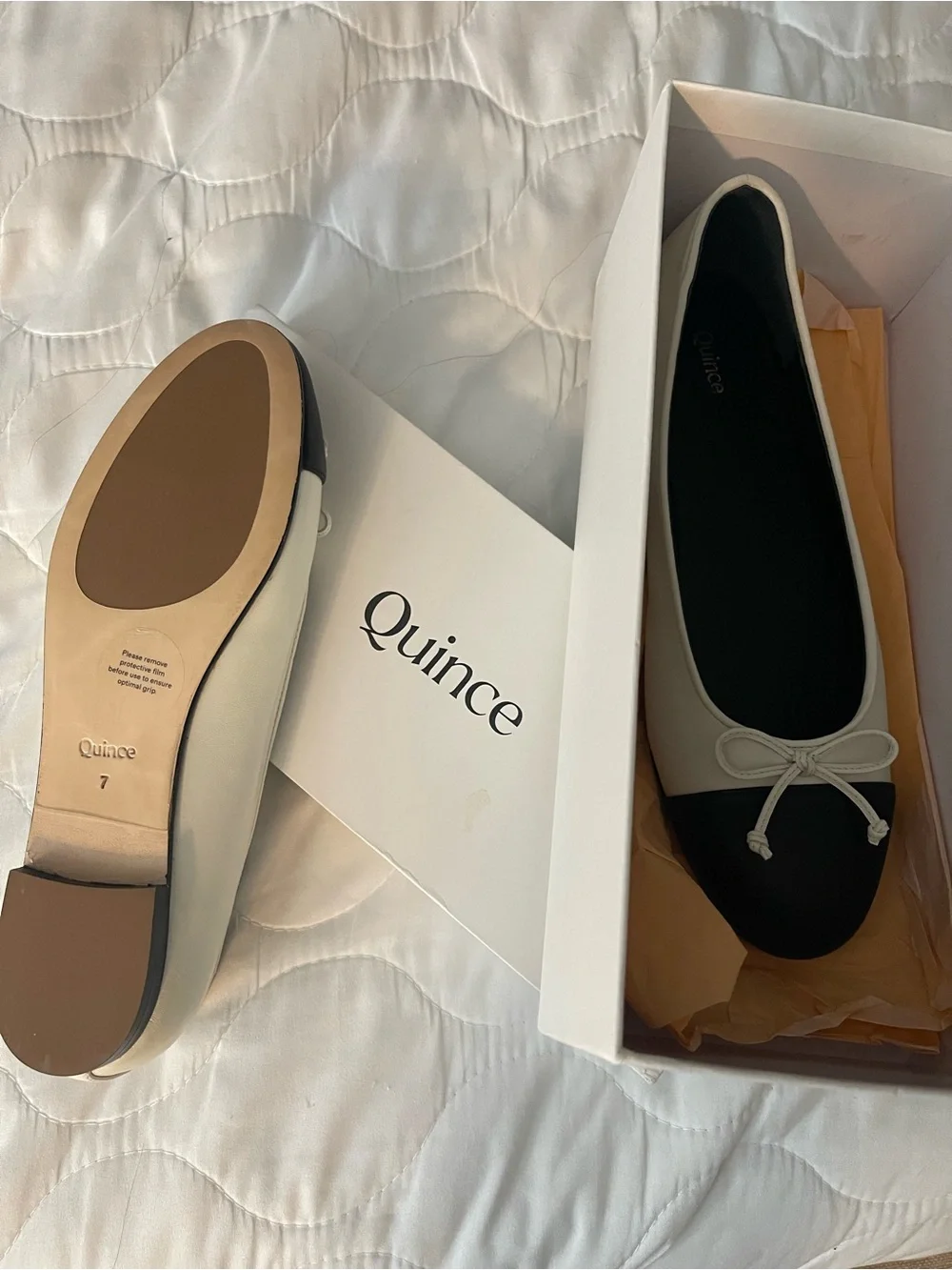 Quince Italian Leather Cap-Toe Ballet Flat